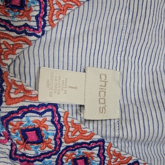 Chico's Peasant Embroidered Petite Blouse with Tassels Size small - Picture 10 of 11